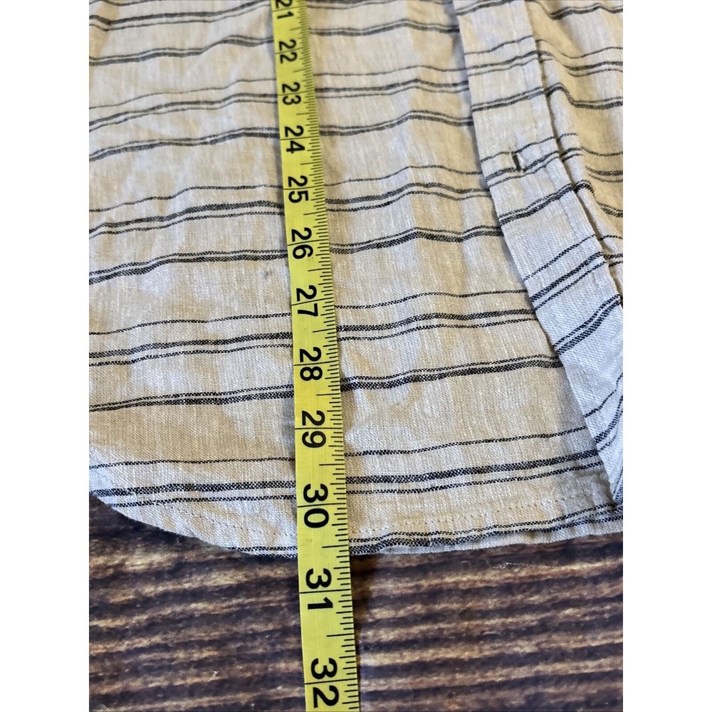 Ben Sherman Mens Shirt Size Large Button Front Striped Short Sleeve Linen Blend - Picture 9 of 9